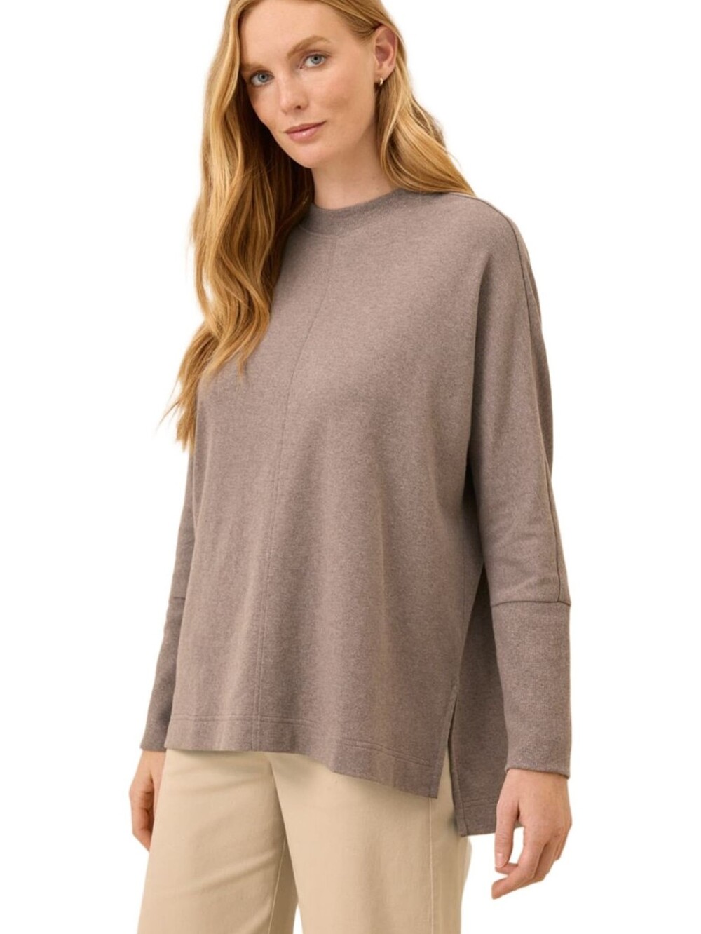 Pact Airplane Long Sleeve Poncho Deep Taupe Heather XS/S